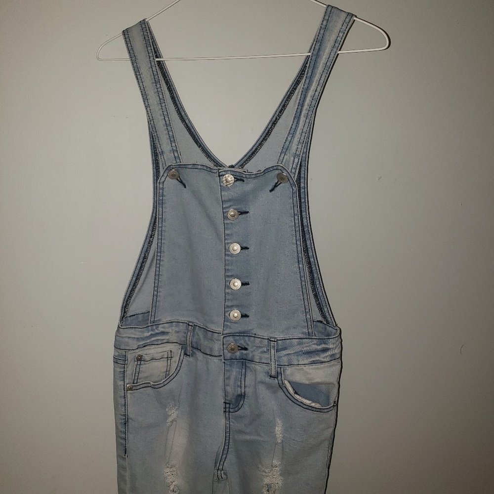 Rue21 light denim bibs - Picture 2 of 8